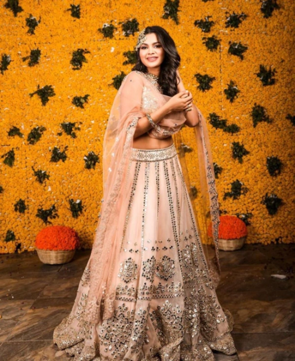 foil embroidery work Lehenga